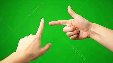 Hands Framing With Fingers on Green Screen Background