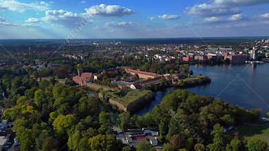 zitadel Berlin historic Renaissance fortress Lovely aerial view flight drone