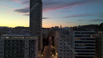 Alicante, Spain - June 20, 2025: Aerial drone view of cars m