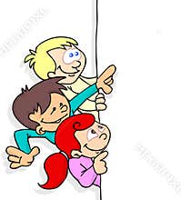 Kids and banner