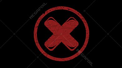 red worn texture rubber stamp cross reject, cancel or denied concept icon