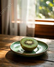 Vibrant Green Kiwi Fruit with Seeds and Texture