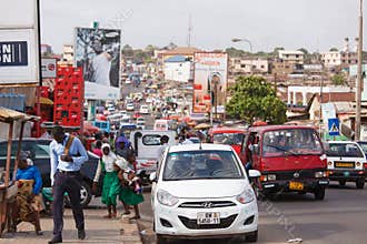 ACCRA, GHANA � MARCH 18: Traffic on road in Accra, capital city