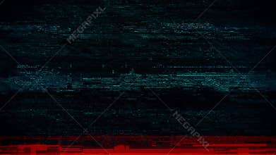 Digital Glitch TV Noise Effect with Red and Green Distorted Lines