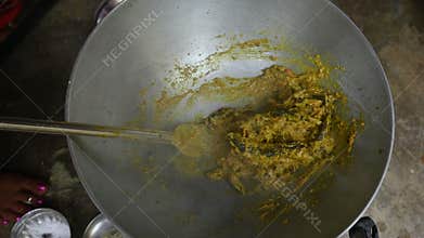 Small Snakehead or Channa orientalis fish curry.