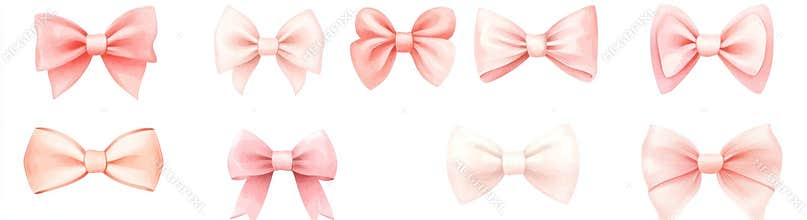 Hand Drawn borders in doodle style, featuring whimsical ribbon frames with bows on a pink background, ideal for use in wedding