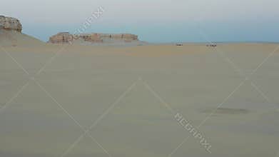 Aerial Drone Footage of Fayoum Sand Dunes Oasis Stunning Desert Landscape