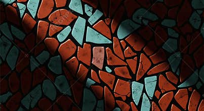 Abstract Mosaic Pattern with Warm and Cool Tones