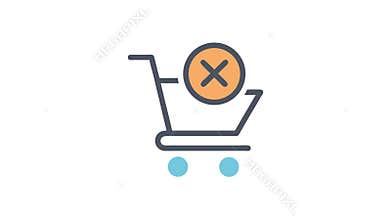 Shopping cart with cancel sign icon flat design