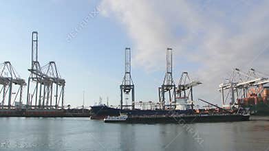 Cargo ships in port