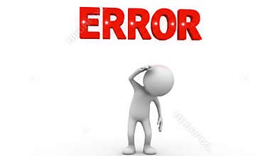 Error Concept - 3D Man Depicts Failure and Disappointment