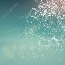 Fresh summer abstract background. Connecting dots, lens flare