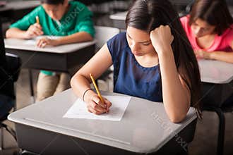 Taking a test in high school