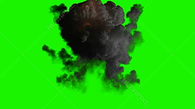 Bomb explosion on green chromakey