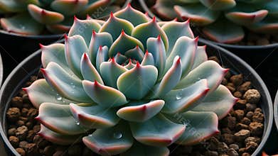 Close-Up of a Moisture-Beaded Aloe Vera Plant in Natural Detail