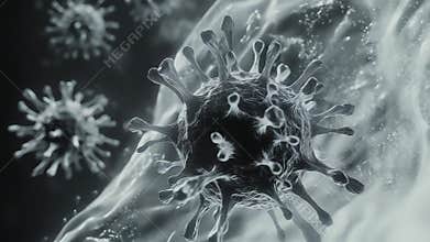 Virus cells infecting bloodstream causing disease outbreak