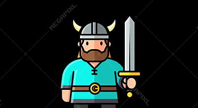 Cartoon Viking Warrior with Sword