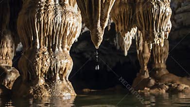 Capturing the intricate, crystalline structures of ancient stalactites, highlighting their unique geological formations and