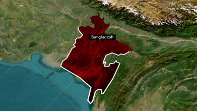 Country Bangladesh Marked on World Map