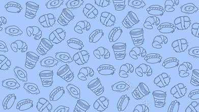 Illustrations capturing coffee cups, croissants, hot dogs, and eggs suitable for menu designs
