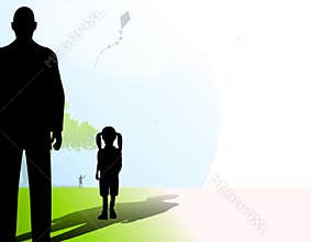 Stranger With Little Girl In Park