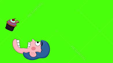 Eating Food Motion Blue Boy – Cartoon Face Animation