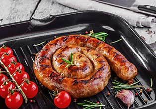 Homemade sausage grilled