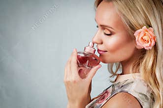 sensual tender delicate young woman portrait with fragrance, enjoyment concept