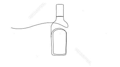 Self drawing animation of whiskey bottle drawn with continuous one line. Bourbon, scotch or brandy animated minimalist design