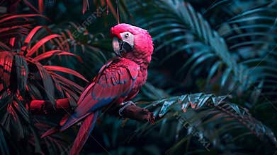 Neon Cockatoo in Tropical Foliage