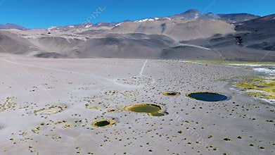 Aerial view of Ojos de Campo in the Antofalla salt flat, Catamarca