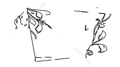 Asymmetrical Decor. Contour drawing border, silhouett animation frame. Video 4k