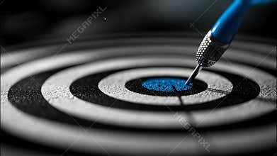 Blue dart hitting the center of a target, achieving a perfect score and symbolizing success and accuracy video 4k