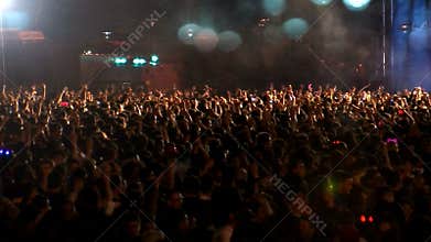Crowd of people dancing at the concert