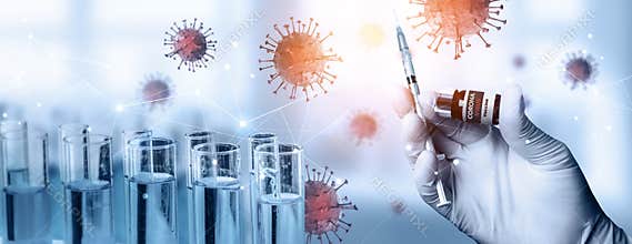 Coronavirus COVID-19 medical test vaccine research and development concept
