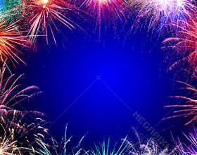 Fireworks Frame With Blue Background