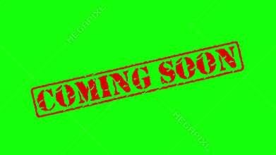 Red old stamp text coming soon green screen
