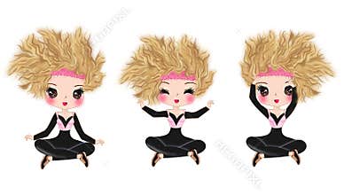 Yoga pose cartoon isolated illustrations