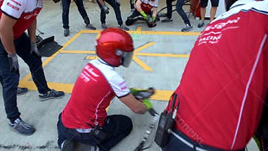 Alpha Romeo F1 Team pit stop at Formula 1 Grand Prix of Russia 2019