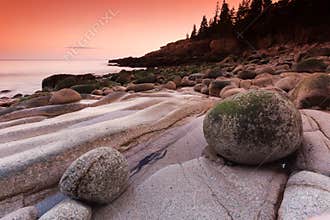 Sunset on Otter cliff in Maine, USA