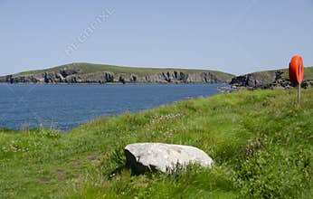 Lifebuoy on Welsh coastal path Ceredigion.