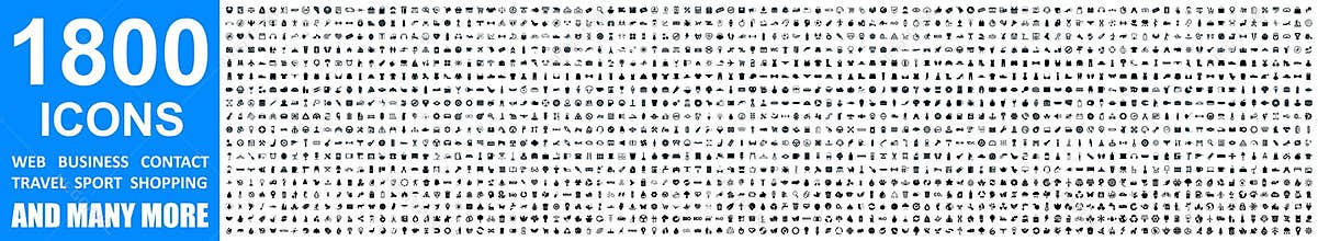 Big mega collection set of 1800 icons: business, shopping, sport, travel, house dÃ©cor, clothes, device, technology, medical