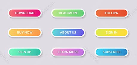 Set of round colorful web buttons with outline for internet store design.