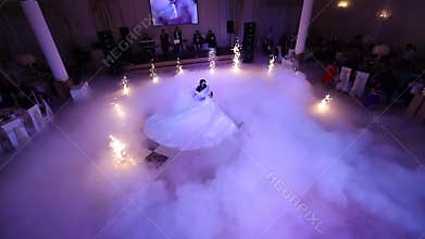 Wedding first dance with special effects.