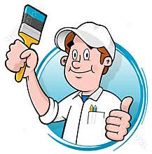 Cartoon house painter logo