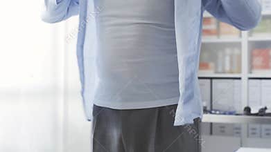 Patient wearing his clothes after medical examination