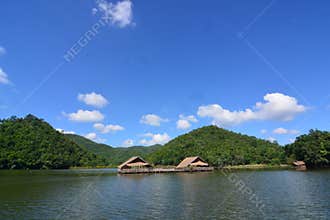 Ang Kep Nam Khao Wong have old traditional house in the lake of khao wong, Suphan Buri Province,Thailand