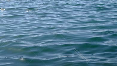 Calm, gentle waves on ocean in summer. Slow motion. Close up.