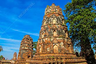Autthaya Historical Park ancient temple stupa