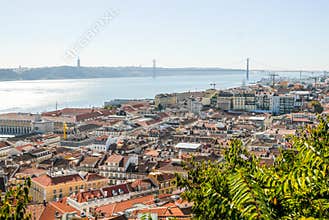 Destination scenics lisbon city line viewed from castelo de s. jorge hill